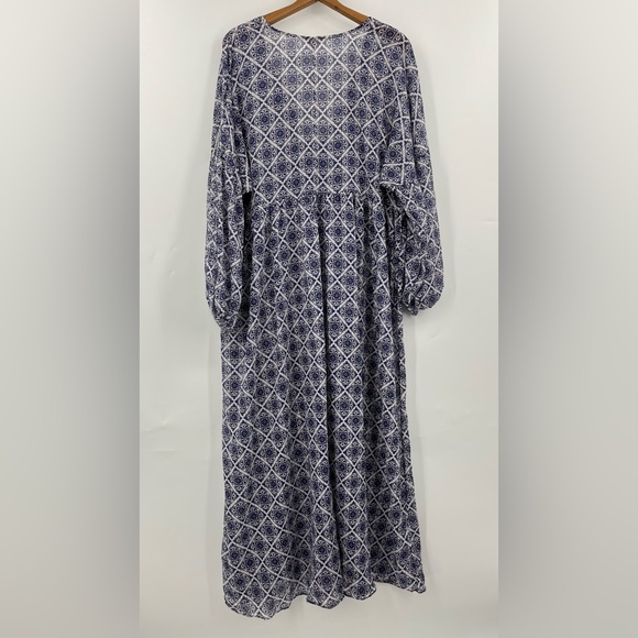 Boden US 14 Sarah Kaftan Dress Blue 0298 Ribbon maxi Paisley Whirl long sleeve - Picture 3 of 12